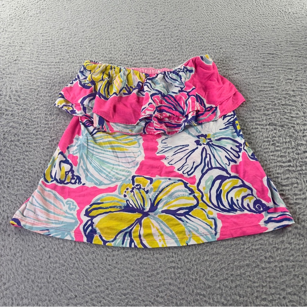 Lilly Pulitzer Strapless Top Womens XS Pink Floral Colorful Preppy Beach
